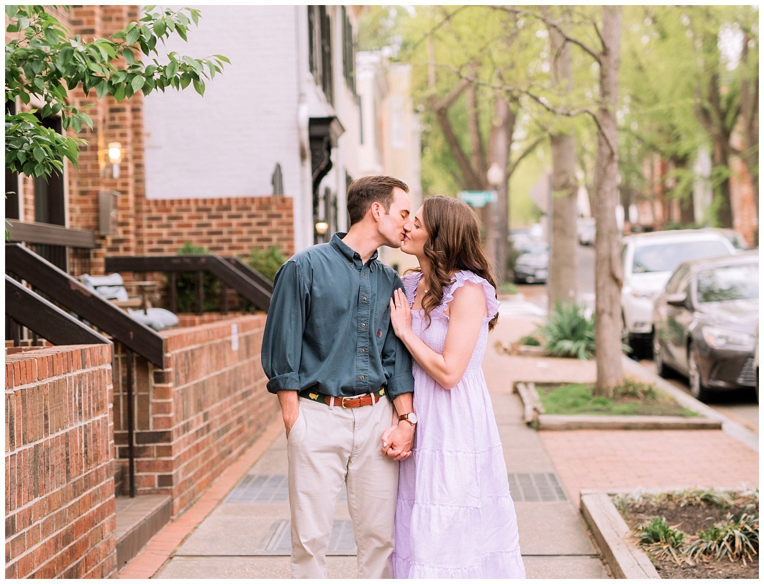 Intimate city engagement session in Georgetown, DC. Photographed by Southern Virginia photographer Heather Dodge.