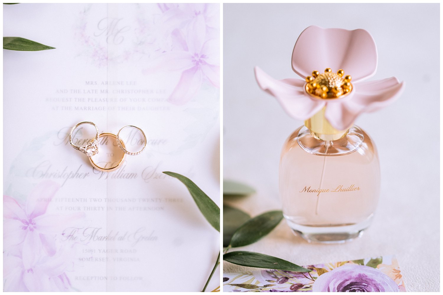 Invitation details for Spring Wedding at The Market at Grelen photographed by Heather Dodge Photography