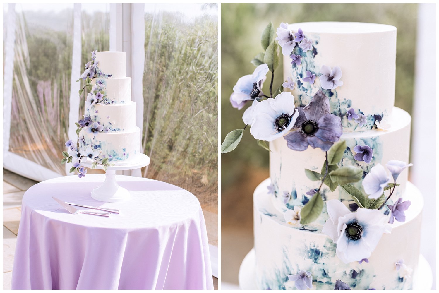 Lavender Wedding Cake at The Market at Grelen photographed by Heather Dodge Photography