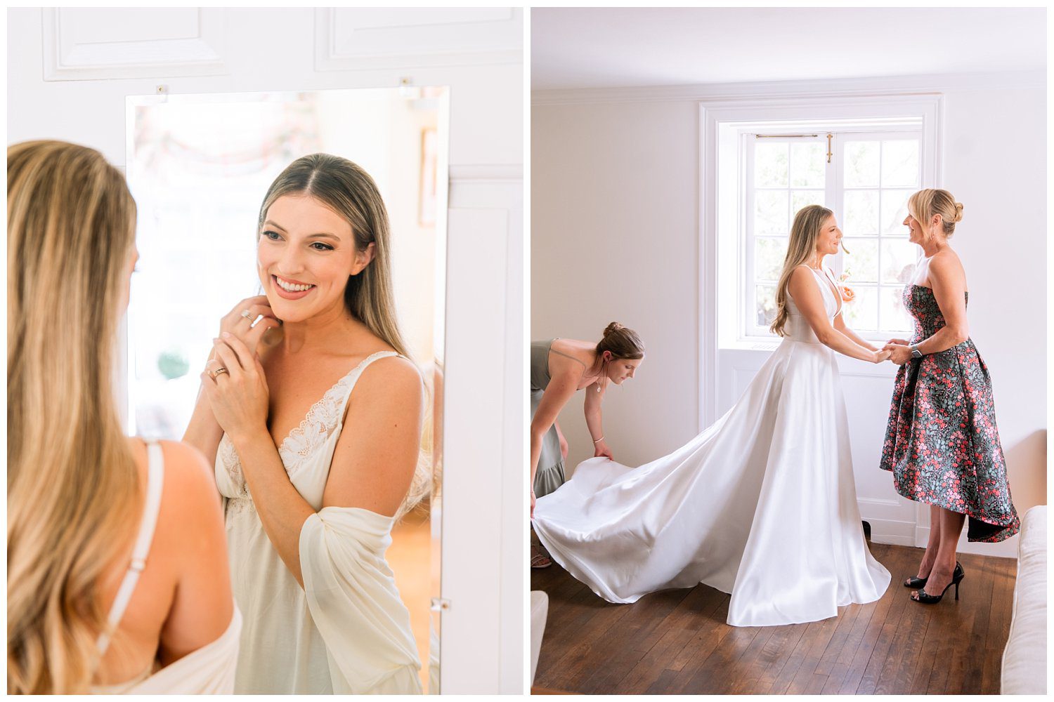 Bride and bridesmaids getting ready at Trinity Episcopal Church Wedding in Northern Virginia