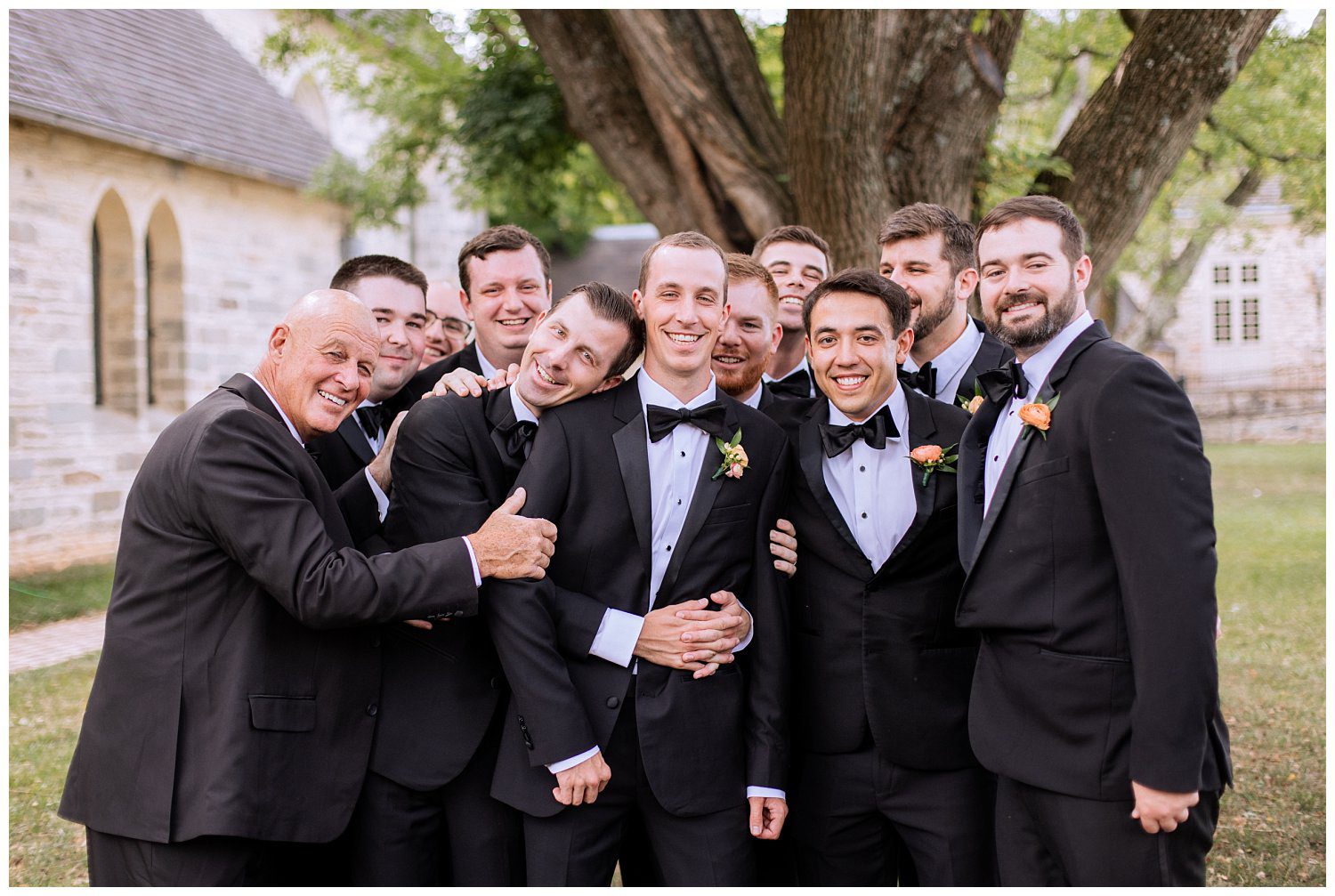 Groom and Groomsmen at Trinity Episcopal Church Wedding in Northern Virginia