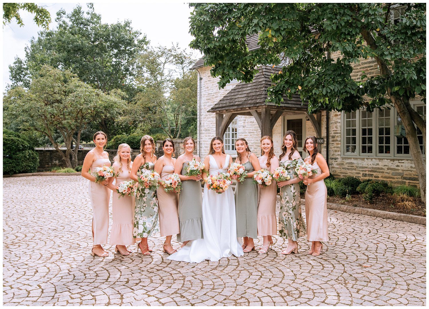 Bride and Bridesmaids portraits at Trinity Episcopal Church Wedding in Northern Virginia