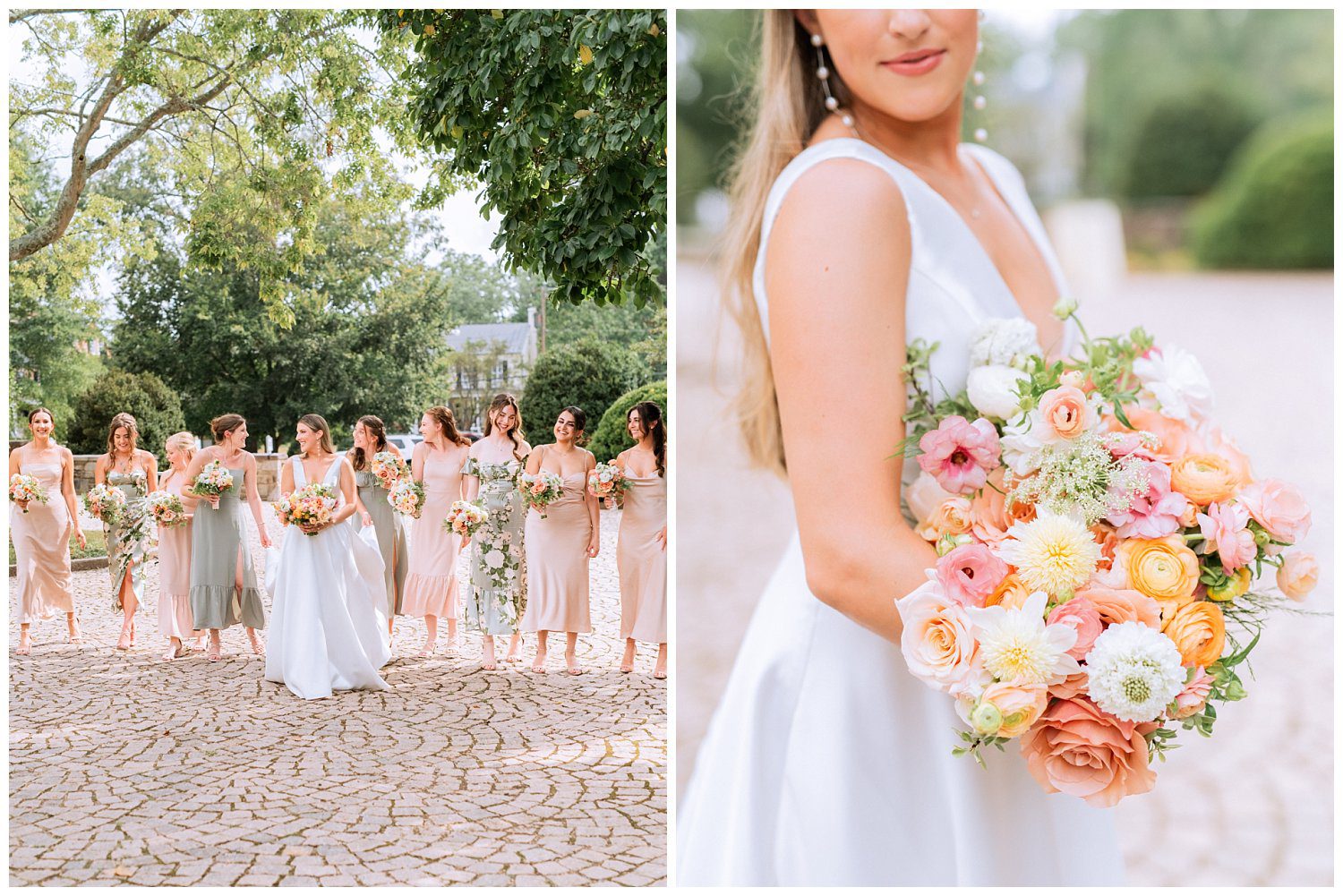 Bride and Bridesmaids portraits at Trinity Episcopal Church Wedding in Northern Virginia