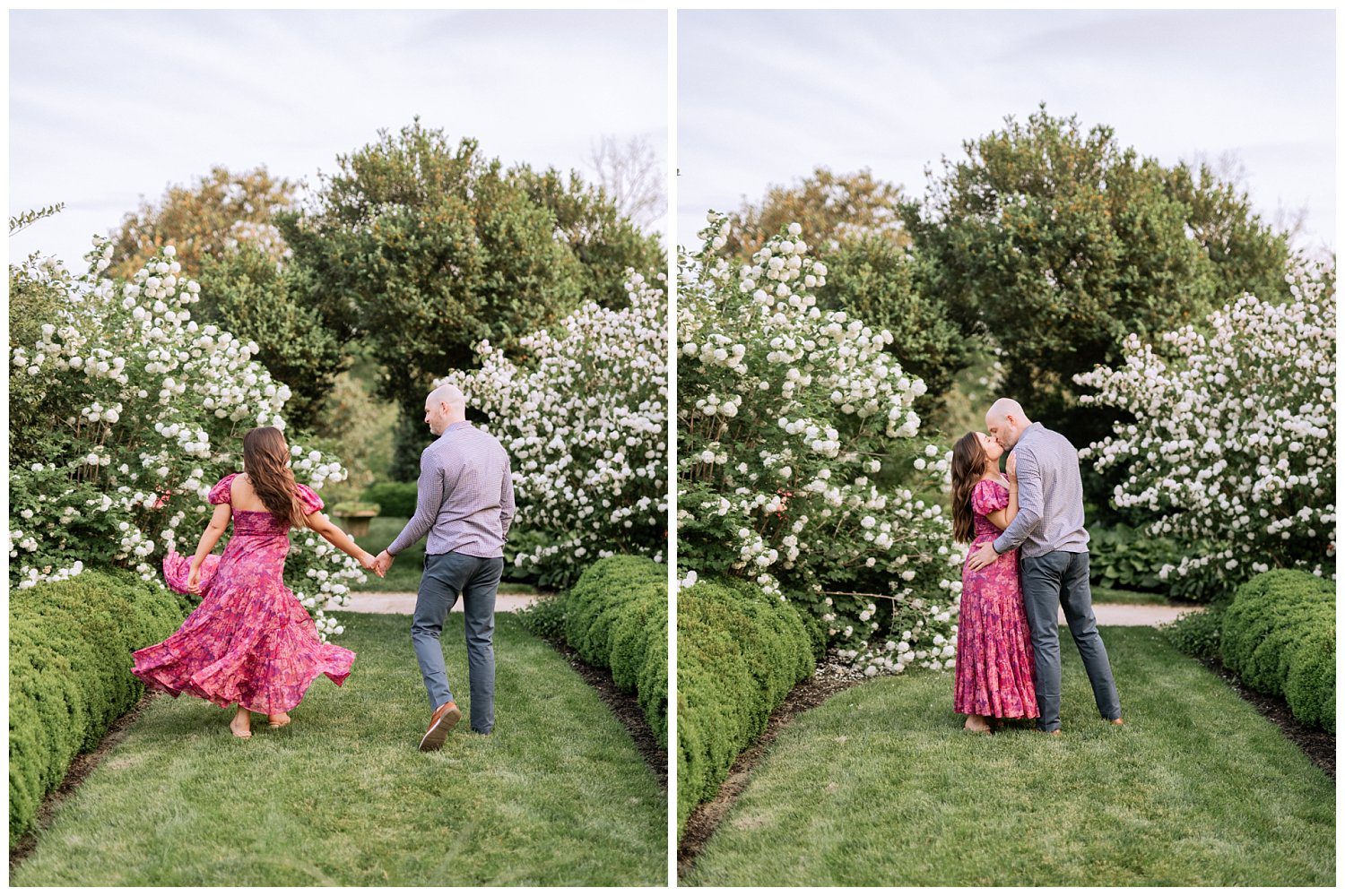 Bridgerton-Inspired Garden Party Engagement Session at the Oatlands Estate in Leesburg, Virginia.