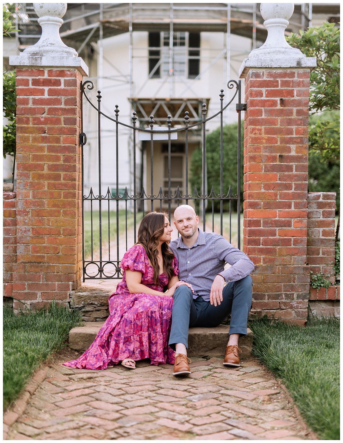 Bridgerton-Inspired Garden Party Engagement Session at the Oatlands Estate in Leesburg, Virginia.