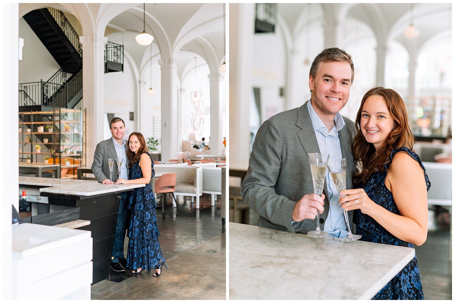 Cocktail bar engagement session at The Quirk Hotel in Richmond, Virginia