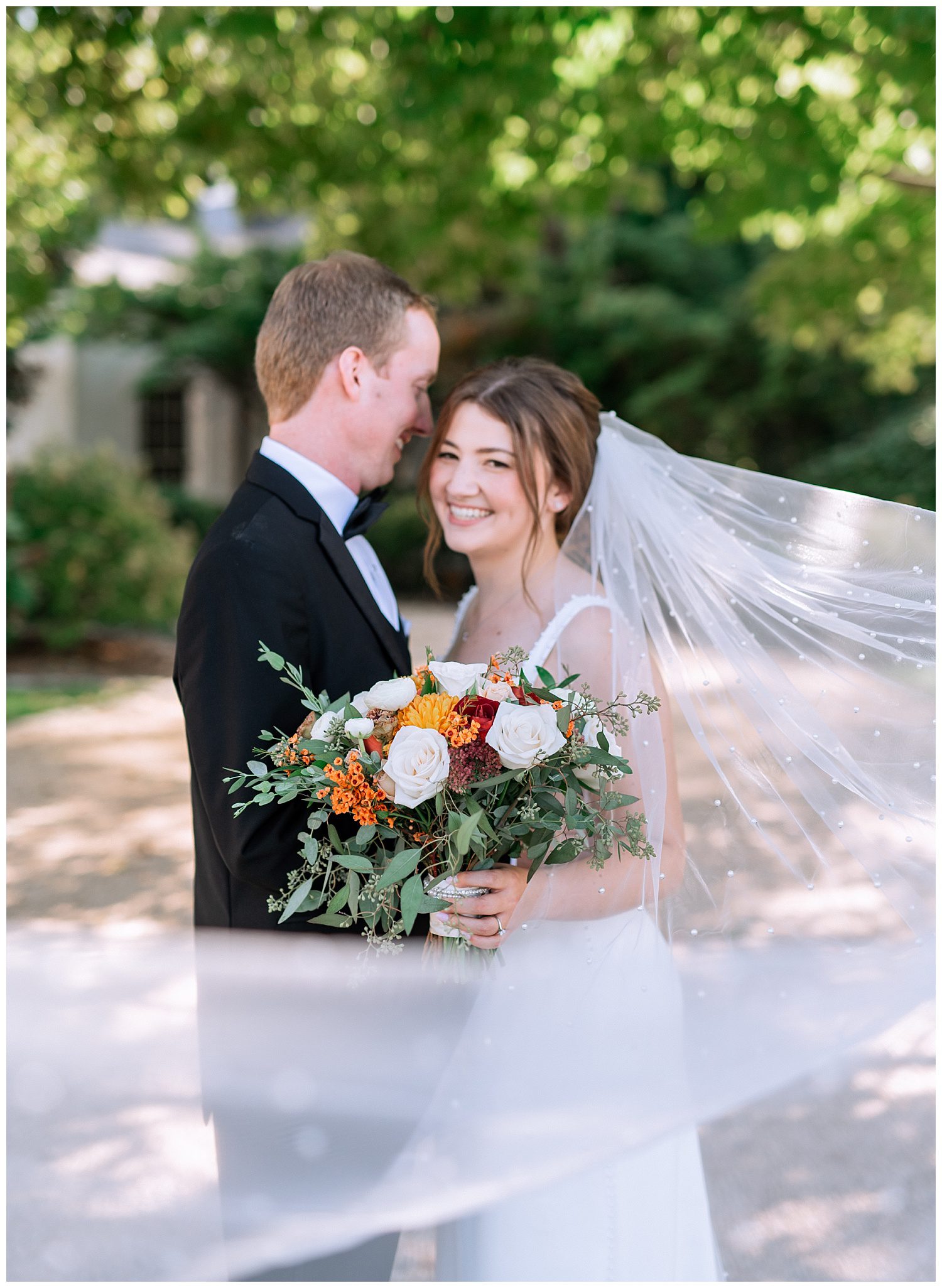 Bride and groom first look at Keswick Vineyard wedding
