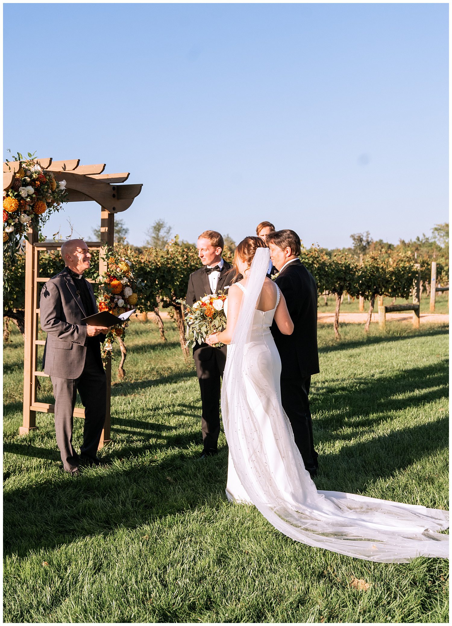 Fall wedding ceremony at Keswick Vineyards