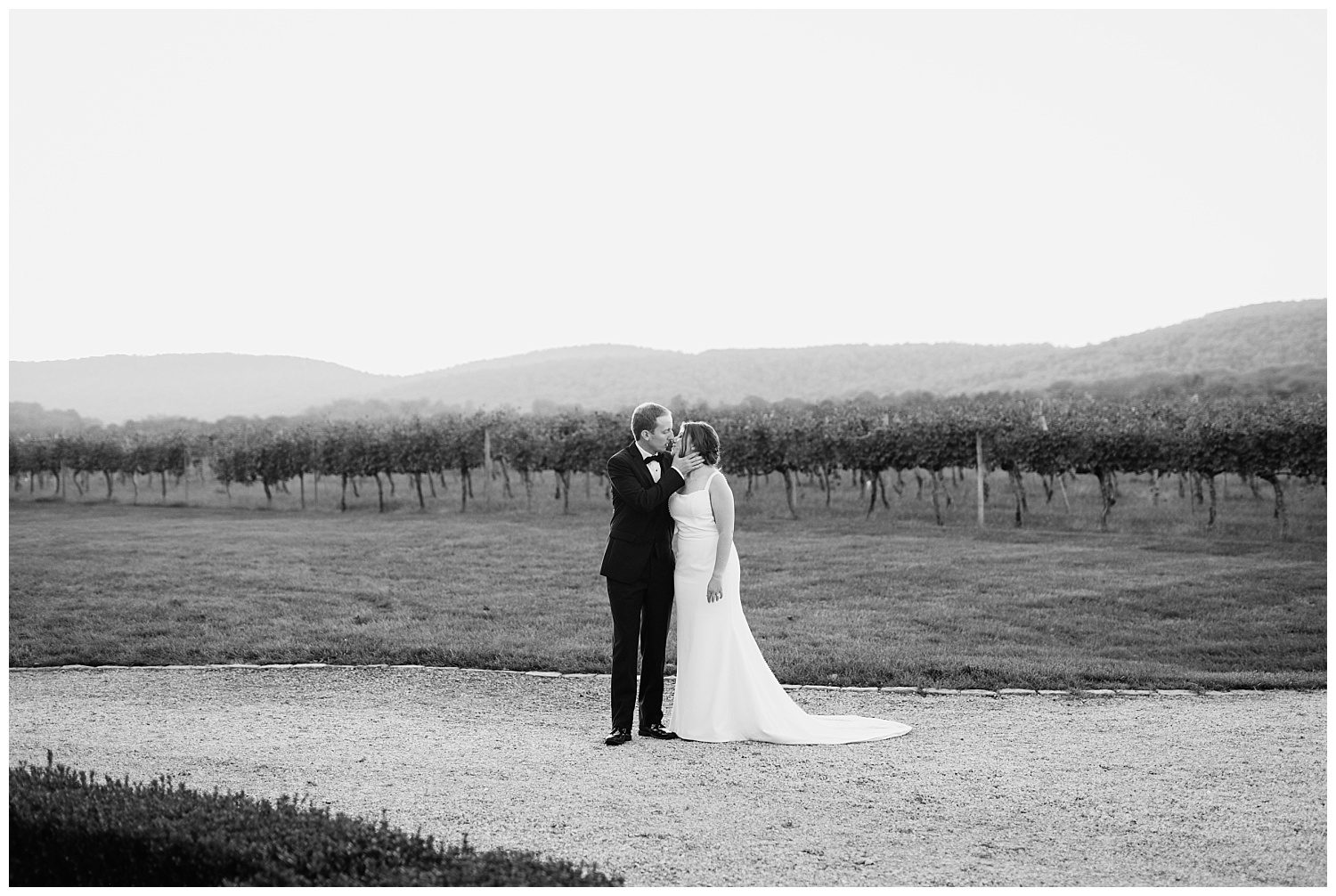 Bride and Groom sunset portraits at Keswick Vineyards