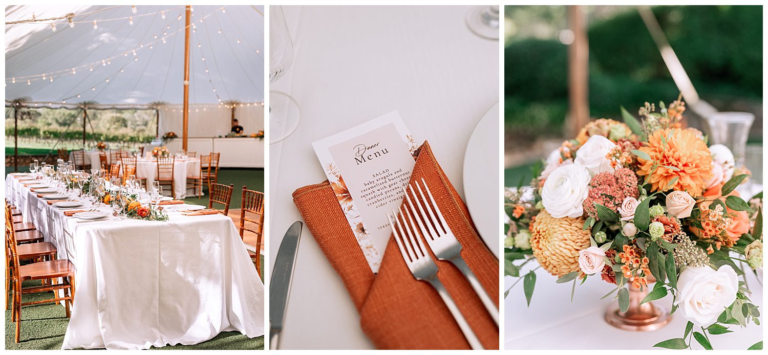 Fall wedding reception at Keswick Vineyards