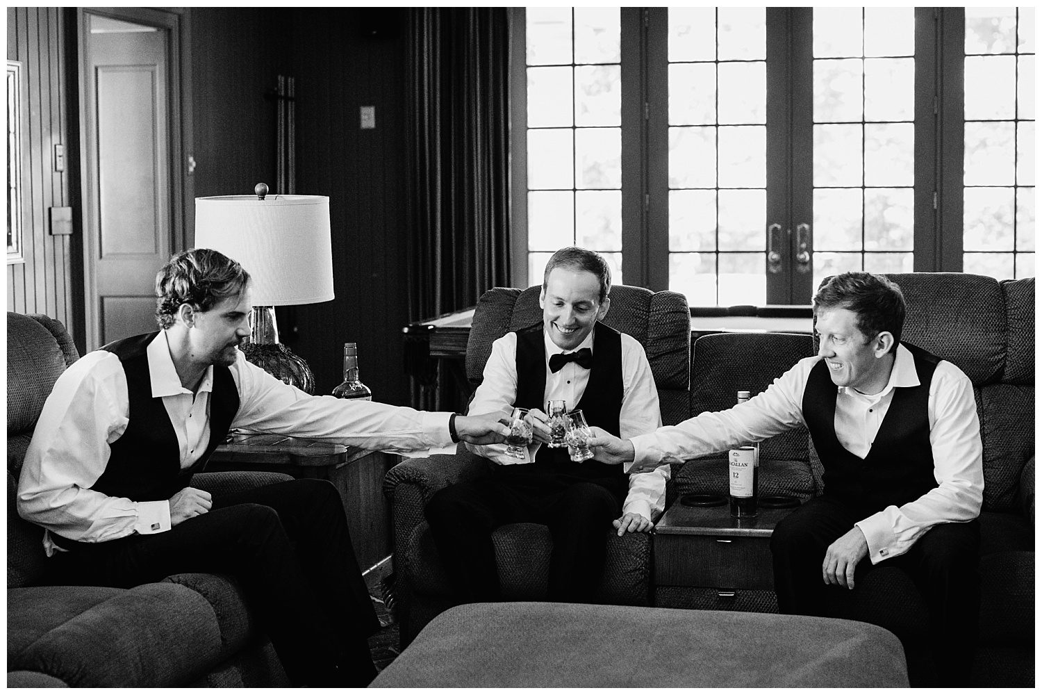 Groom and groomsmen getting ready at Keswick Vineyard wedding