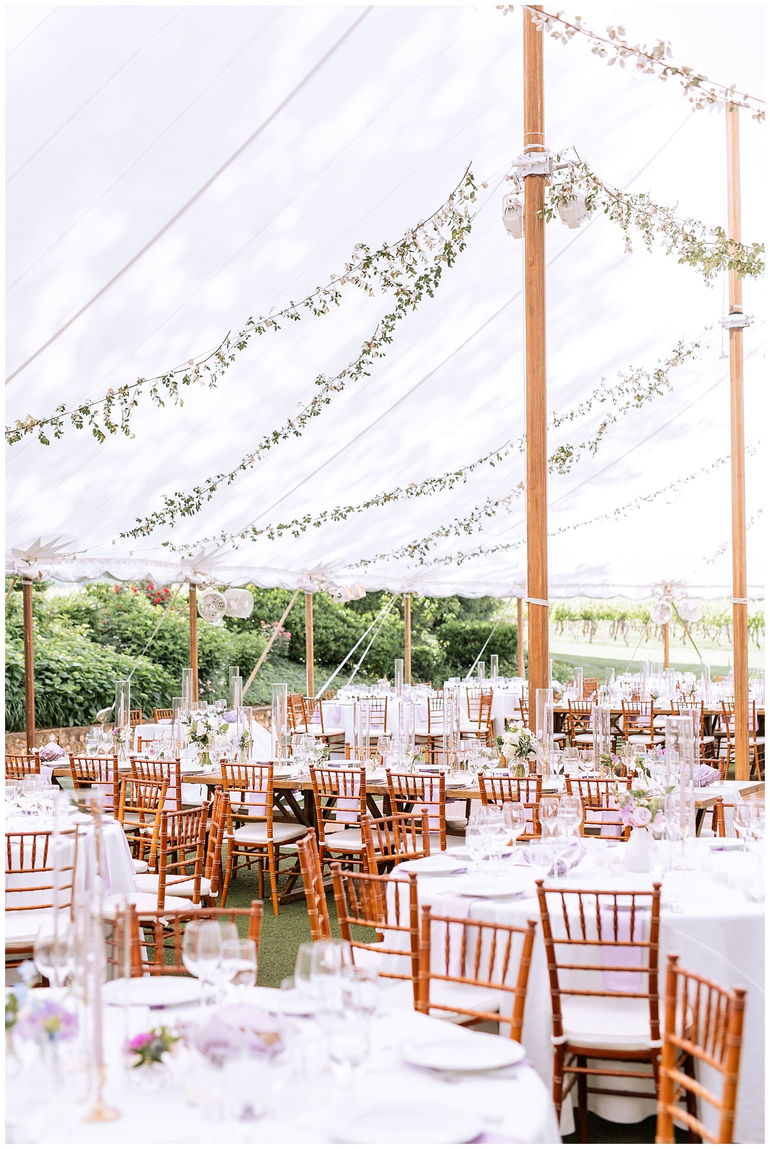 Wedding reception details at Keswick Vineyard in Charlottesville, Virginia