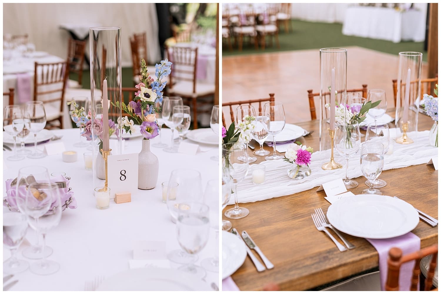 Wedding reception details at Keswick Vineyard in Charlottesville, Virginia