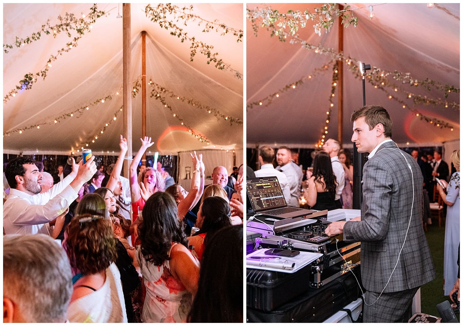 Wedding reception dance floor at Keswick Vineyard in Charlottesville, Virginia