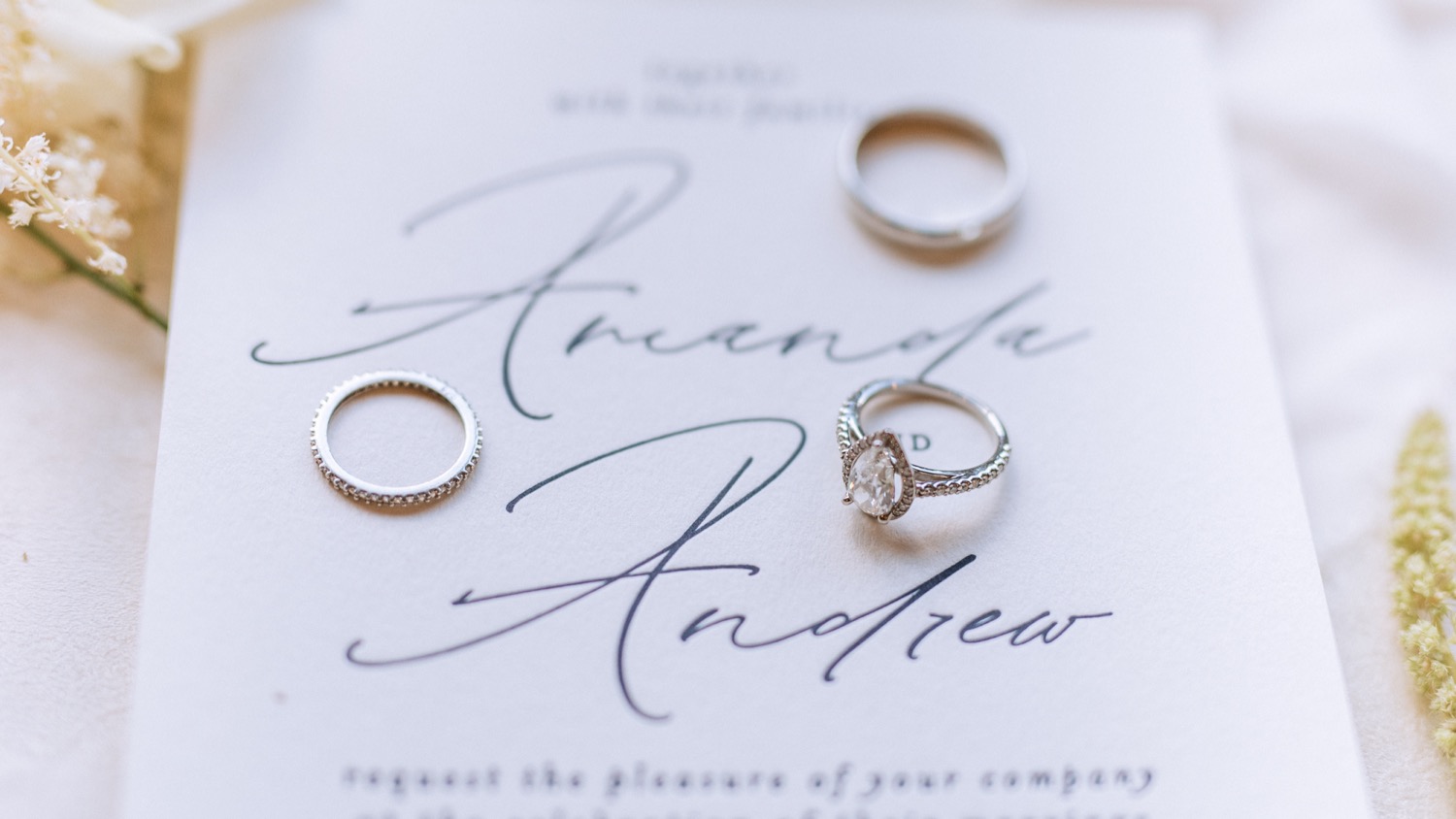 Wedding Invitation and wedding rings 