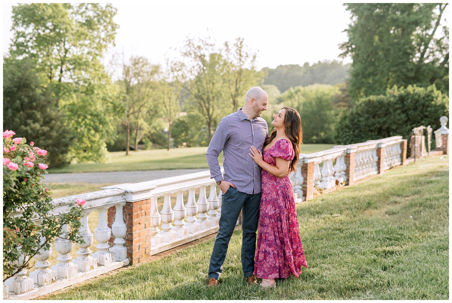 Bridgerton-Inspired Garden Party Engagement Session at the Oatlands Estate in Leesburg, Virginia.